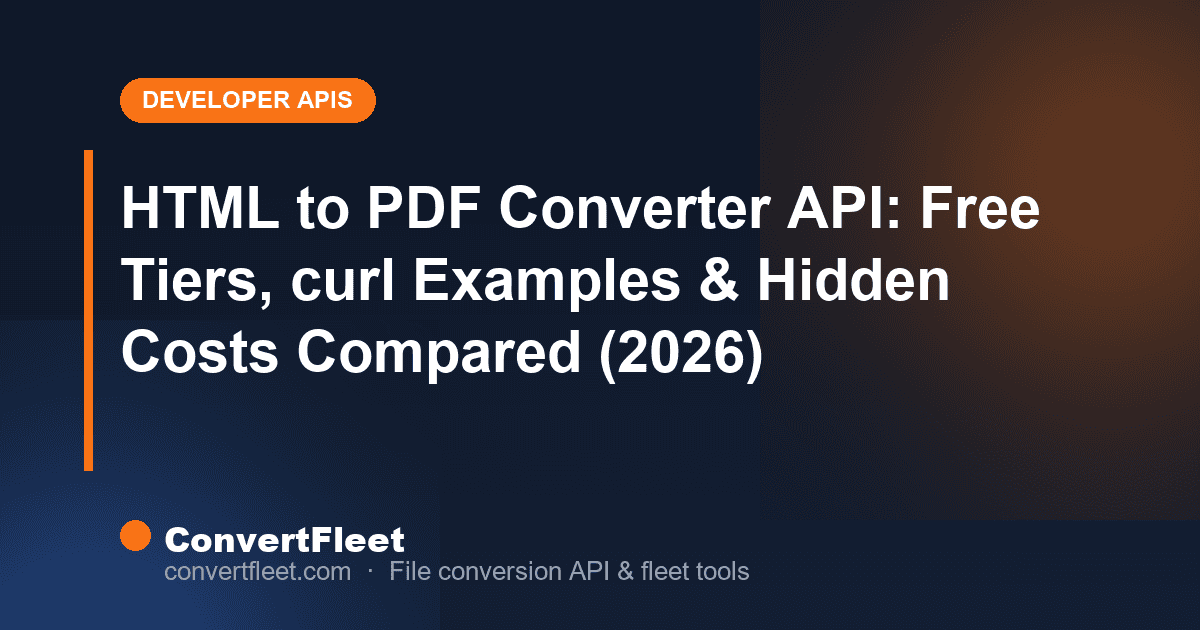 HTML to PDF Converter API: Free Tiers, curl Examples & Hidden Costs Compared (2026)